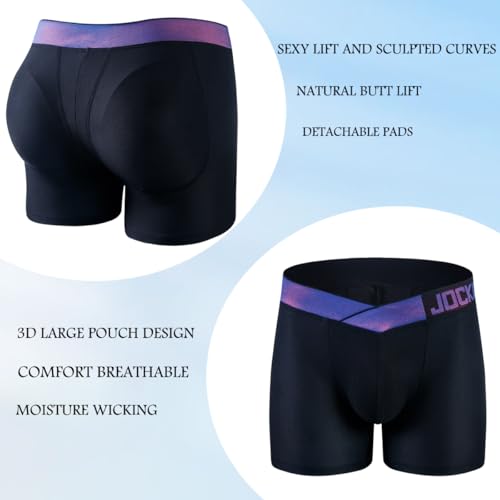 JOCKMAIL Mens Padded Underwear Butt Padded Underwear for Men with Removable Butt Enhancing Pads Boxer Briefs Underwear2