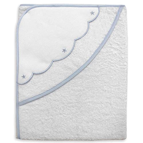 hobbymio.it Accappatoio triangolo neonato da ricamare a punto croce, accappatoio triangolo con tela aida, accappatoio in spugna, stelline, azzurro