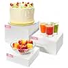 3Pcs Buffet Risers, Food Risers for Buffet Table, Display Stand Shelf for Party Catering Dessert Jewelry Collectibles , 3Different Size White Acrylic Cube Boxes Nesting Risers Food Display with Hollow Bottoms