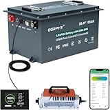 OGRPHY 36V Lithium Golf Cart Battery, 200A BMS(1000A Peak Current), with Touch Monitor & Mobile APP, 4000+ Cycles 36V Lithium Battery with 25A Charger, Perfect for Golf Carts, Trolling Motor(105AH)