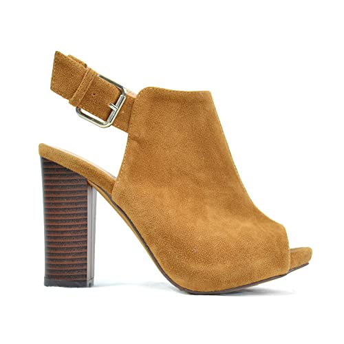 Chase & Chloe EC79 Damen Schnürstiefeletten mit hohem Blockabsatz,...