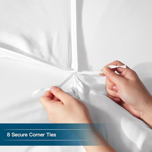 Funda de edredón de microfibra ultrasuave extragrande para cama King Plus blanca 7