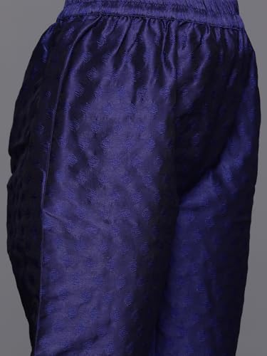 Image of Varanga Women Embroidered Straight Kurta Pant Set with Dupatta | Silk Blend Fabric | 3 /4 Sleeve Round Neck | Lightweight Comfortable Summer Wear