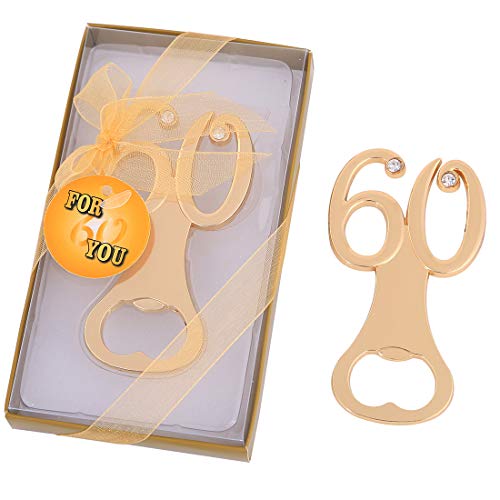 WeddParty Wedding Party Favors Bottle Opener for Guests60th Wedding Anniversary60th Birthday Party Favor Bottle Opener Giftfor Wedding Decorations Party Supplies12Pcs Gold 60