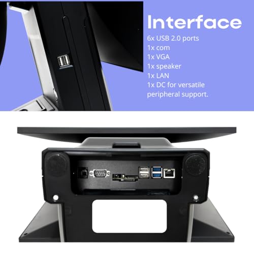 Image of All in One Point of Sale M9W with 15.6'' Dual Touch Screen. Windows 10 OS and an i3 Processor. Touch Pos with 58mm Thermal Printer for Receipts Wi-fi, 4GB RAM and 64GB ROM. (Black)