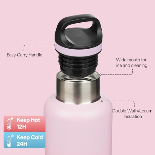Image of BJPKPK Insulated Water Bottle 32OZ Stainless Steel Water Bottle with Handle Double Walls Vacuum Insulated BPA Free Flask, Cherry
