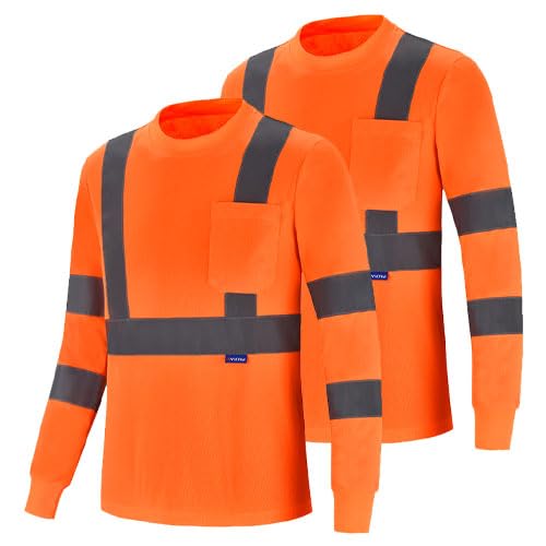 AK A-KSAFETY High Visibility Reflective Breathable Construction Work Safety Shirt – Long Sleeve Hi Vis Shirt