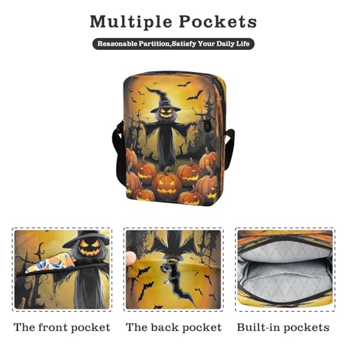Crossbody Bag Halloween Pumpkin Messenger Bag for Women Men Purse Shoulder Bag Satchel Bag with Adjustable Strap 202a07732