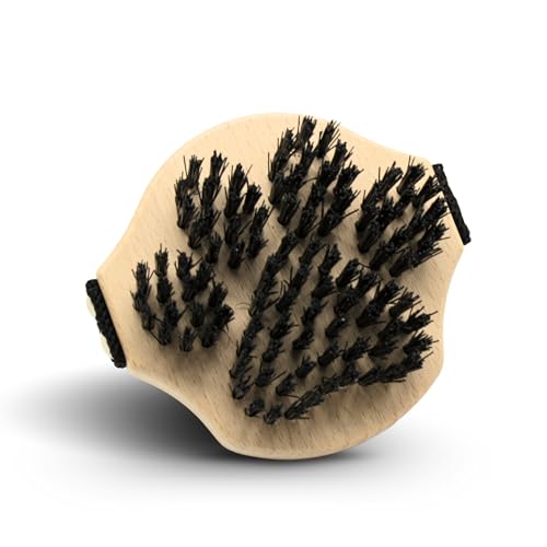 DOJA Barcelona Cepillo Madera para Mascotas Cómodo y Efectivo   Diseño Ergonómico en Cepillos para Perros que Estimula Circulación   Cepillo para Gatos con Mango y Cerdas Naturales, Correa Elastica