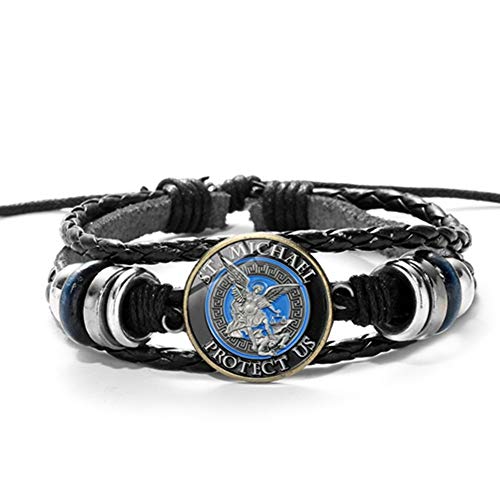 TUDUDU Arcángel Pulsera De Cuero Protégenos Santo Escudo Protección Justicia Encanto Pulsera...