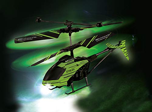 Revell 23829 RC Helikopter mit Fernbedienung Streak, Gyro, 2-Kanal IR-Fernsteuerung, Indoor-Flugmodell, mit Glow-in-The-Dark Effekt Hubschrauber Ferngesteuerter Heli, Grün, 15 cm