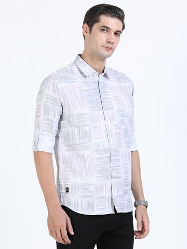 Image of COOL COLORS Men's Cotton Twill Slim Fit Printed Shirt Full Sleeve Shirt for Formal & Casual Wear Shirt for Men