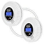 Scondaor Wireless Interconnected Combination Smoke and Carbon Monoxide Detector with LCD Display & 10-Year Battery, Pre-Linked Smoke Alarms for Home, Smoke CO Alarm with Test/Silence Button (2 Pack)