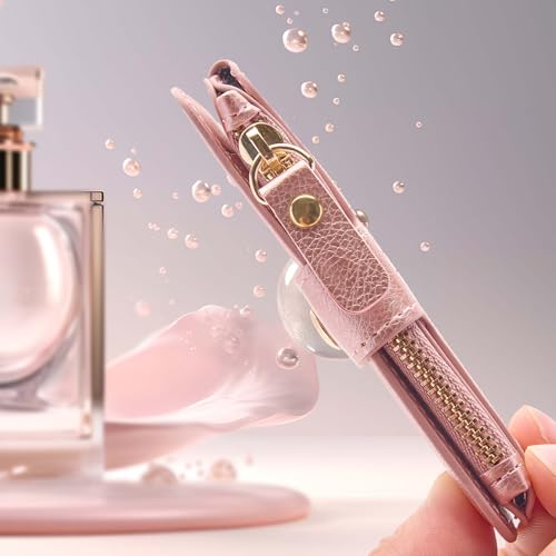 Image of Keychain wallet with ID Window，Credit Card Holder Leather, Zipper Card Case for Women, Pink, 4.3*2.8*0.5 in,