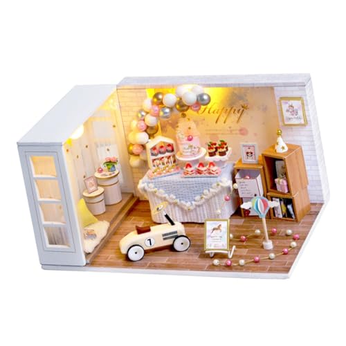 HAWILLOSCH 1 Pc Appartamento in Miniatura Casa Delle Bambole in Miniatura Arredamento Della Casa Giocattolo Di Assemblaggio Manuale Miniappartamento Casa Fatta a Mano Piccola Casa Di Legno