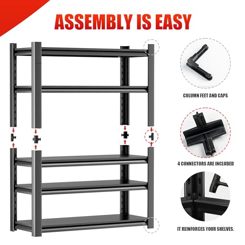 Image of OLLRRACT Metal Garage Shelving - 5 Shelf Heavy Duty Storage Rack for Garage Organization, Shelf Organizer for Tools, Supplies, and More, High Capacity Storage Shelves 24 inch D x48 W x87 H