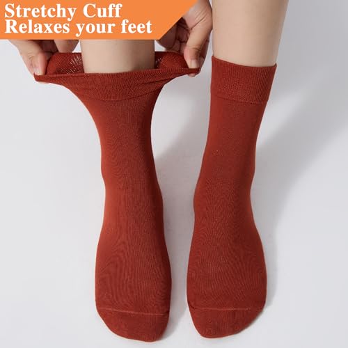 Image of ATBITER Women's Thin Cotton Crew Socks - Soft Above Ankle Bootie Casual Dress Socks 6-Pairs