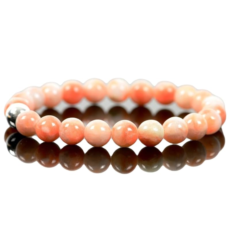 Natural Pink Calcite 8mm Round Shape Smooth Cut Beads 6.5 Inch Stretchable Bracelet For Men & Women. Unisex Bracelet For Healing, Meditation, Prosperity, Gift & Luck|LW_BRST_02675_6.5-image-10