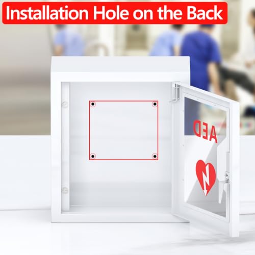AED Cabinet Wall Mount: Steel Defibrillator Storage Case with Snap Lock and Universal AED Compatibility - for Home/Hospitals/Schools (14.2" W x 7.9" D x 15.7" H)