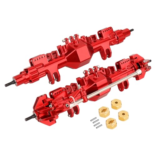 RZXYLRC Front Rear Axles with Steel Gears for RC 1/8 Losi LMT Monster Truck DIY Remote Control Toys Car 1:8 Upgrade Parts (red)