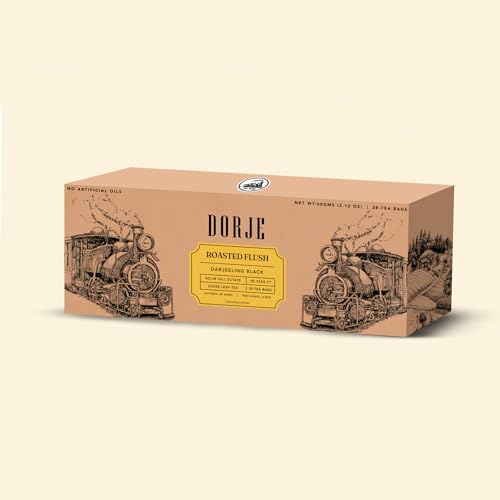Image of Dorje Teas Roasted Flush Darjeeling Black Tea | 30 Pyramid Teabags (Pack of 1) | Selim Hill Estate | Rich & Bold Roasted Flavour | 100% Single Estate Whole Leaf | No Dust or Fannings | 30 Cups