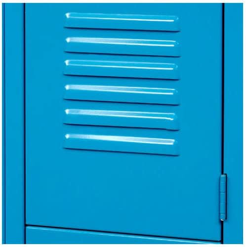 Close-up of locker door ventilation louvers