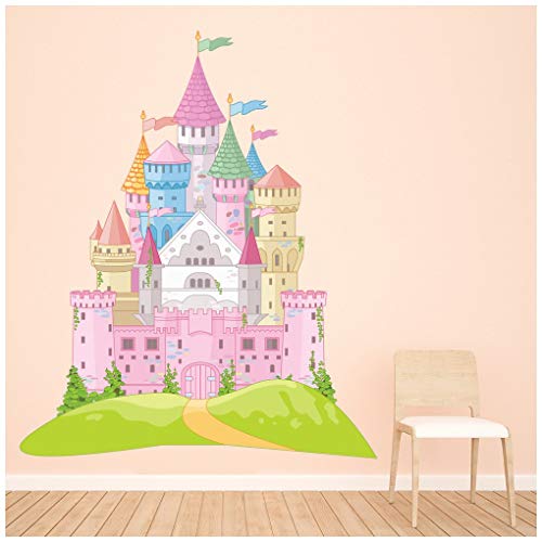 azutura Rosado Castillo de Cuento de Hadas Vinilos Princesa Pegatina Decorativos Pared Dormitorio de Las niñas Decoración del hogar Disponible en 8 Tamaños XX-Grande Digital