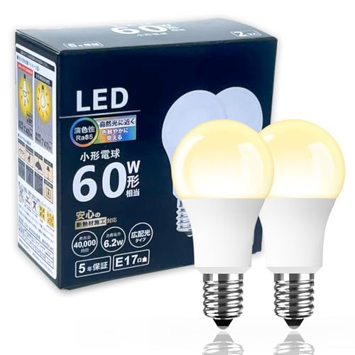 LEDd E17a17mm 60` dF 3000K ~jNvgd 6.2W 740lm ^d FRa85 Px S ȃGl Ή PSEF؍ς 2