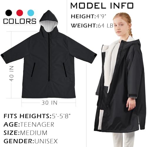 Image of Swim Parka Kids Windproof Sherpa-Lined Unisex Parka Quick-dry Robe Coat for Kids Youth,Oversize Swimming Warm Jacket