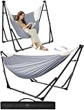 Anyoo 2 in 1 Hammock and Swinging Chair with Collapsible Steel Stand & Carrying Case,Portable & Adjustable,Easy Set Up for Outdoor,Indoor,Patio,Garden,Camping Trip