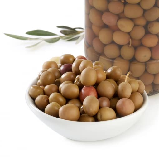 Olives vertes Arbequina - Idéales pour les apéritifs et les collations Olives assaisonnées - Seau de 5 kg