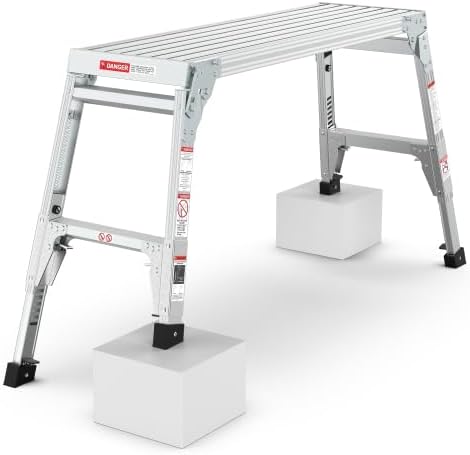 Aluminum Work Platform – Large Size Step Stool, Folding Portable Work Bench for Indoor Renovations, Car Washing, Camping, and More