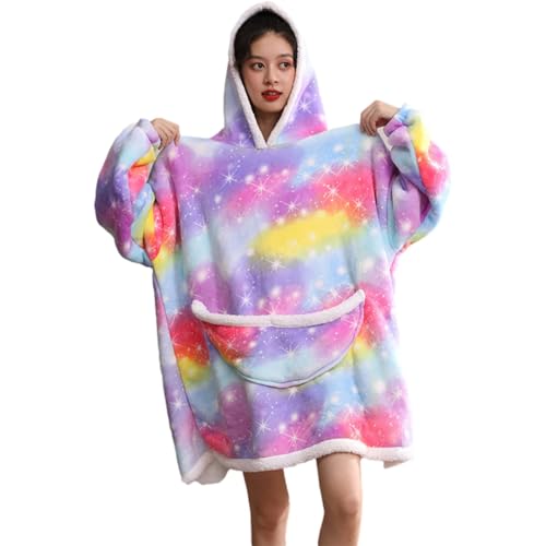 Tie-dye TV Wearable Blanket Hoodie,Big Oversized sherpa Comfy Sweatshirt for Adults Women Girls Teens, Cool Animal Hooded Body for Christmas Gifts