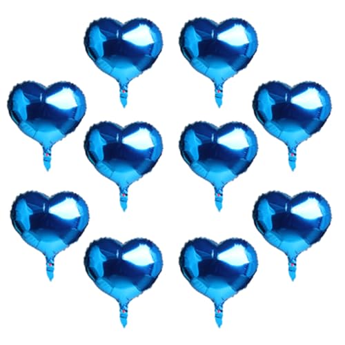 Image of 10 Pcs 18 Inch Blue Heart-Shaped Foil Balloon Mylar Balloon Birthday Party Decoration Supplies