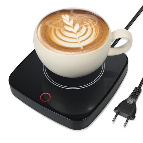 FOXNSK Kaffeewärmer, Tassenwärmer Elektrisch mit 3 Temperatureinstellungen, 8 Stunden Auto Aus, Geräuschlose Heizung, Teewärmer Getränkewärmer Mug Warmer für Kakao Milch Tee Buro, Schwarz