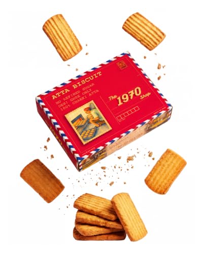 Image of The 1970 Shop 100% Atta Biscuit | Made in Desi Ghee | 0% Maida | No Preservatives | No Palm Oil | Authentic Indian Snack | Atta Biscuit For Healthy Tea Snacking | Premium Handmade Cookies | Eggless & Vegetarian | 400g Paper Box