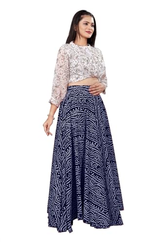 Image of Women's American Crepe Blooming Flared Long for Traditional Stitched A-line Flare Skirt for Girls with 12 Meter Flare 40inch Height
