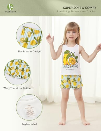 Kids Girls Pajamas Set Girl Sleeveless Tops Shorts Loungewear Summer Soft Loose Viscose from Bamboo Nightwear2