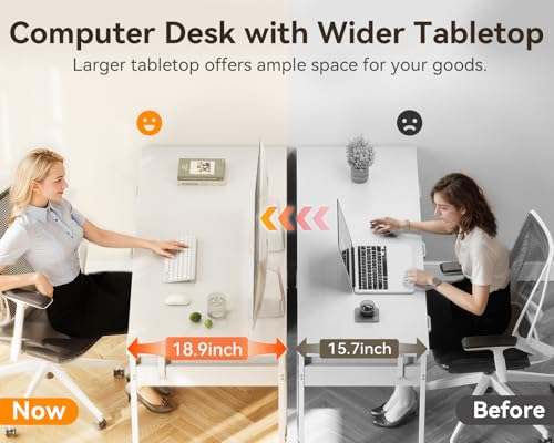 ODK Computer Desk with 6 Drawers, 40 Inch Small Desk with Storage, Reversible Desk with Headphone Hook for Home Office, Work Study Table for Bedroom, White - Image 6