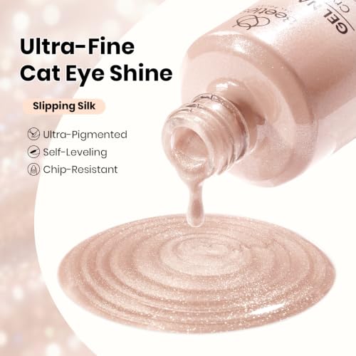 Image of Beetles Nude Cat Eye Gel Nail Polish, 15ML Magnetic Shimmer Soak Off | 15ML Nude Cat Eye Gel Polish with Magnetic Shimmer and Soak Off Formula for DIY Manicures