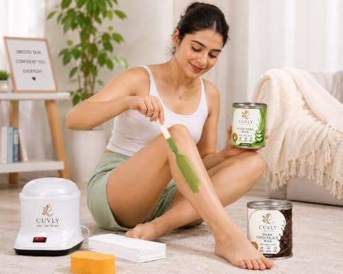 Image of Wax Heater Machine Waxing Kit Combo Machine Aloe VeraWax (550 gm) ChocolateWax (550 gm), Strips (70pcs), Spatula(Kinfe),Sponge (Example: Extra Large Wax Aloe Vera, Chocolate Cream Wax)