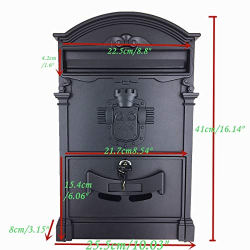 Yahead Outdoor Mailbox Retro Vintage European Aluminum Wall Mounted Mail Box Post Box Secure Letterbox Outside Mailboxe #TOP1