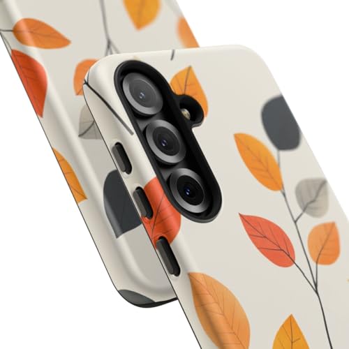 Coque Samsung S25 Plus haut de gamme mate rigide orange feuilles
