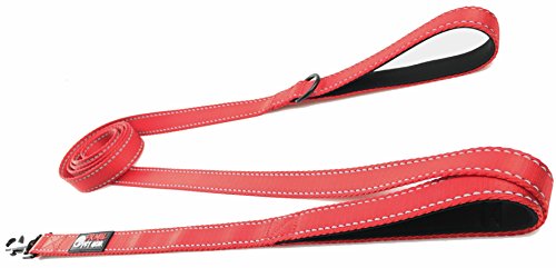 Primal Pet Gear Dog Leash 8ft Long - RED - Traffic Padded Two Handle - Heavy Duty - Double Handles Lead for Control Safety Training - Leashes for Large Dogs or Medium Dogs - Dual Handles Leads