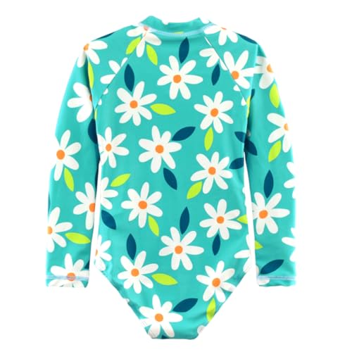 Image of Girls One Piece Swimsuit Long Sleeve Rash Guard UPF 50+ Age 2-12Y | UPF 50+ Sun Protection,Quick Dry,Front Zipper,Bright colorful ,Great for Beach, Pool and Water Play,Little Kids Bathing Suits