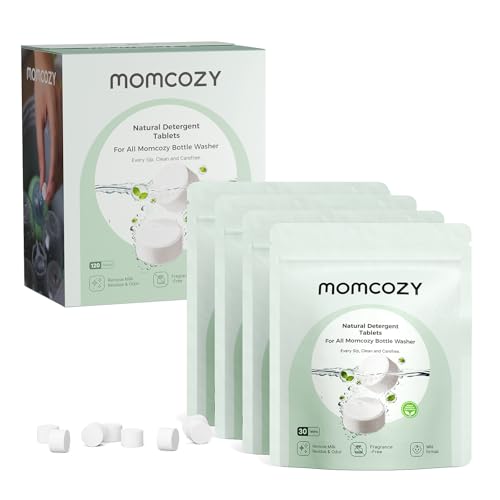 Momcozy Official Natural Detergent Tablets for Baby Bottle Washer Powerful Plant-Based Formula Safe & Residue-Free Washing Block 120 Tablets