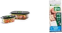 Vista 1 de FoodSaver 2116382 Preserve & Marinate - Contenedores al vacío, 1 - 3 tazas y 1 - 10 tazas, transparentes (conteo-2) y FoodSaver bolsas