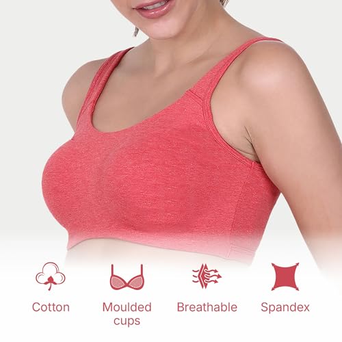 Image of Enamor Low Impact Women's Cotton Easy Everyday Bra - All Day Comfort Non Padded, Wirefree, High Coverage - SB06