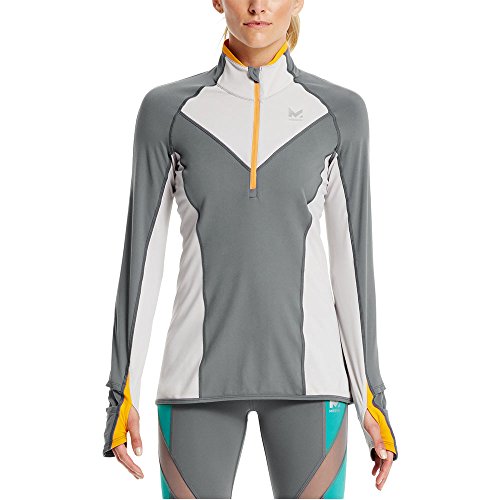Mission Women's VaporActive Stamina Lightweight 1/4 Zip Long Sleeve Shirt, Quiet Shade/Lunar Rock, Large