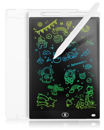 LCD Writing Board, 10 Inches, Genialba Colourful LCD Writing Tablet, Gift for Children, LCD Writing Tablet, Electronic Tablet, Graphic Tablet for Children's Games 2 3 4 5 6 7 Years Boys Girls (White)